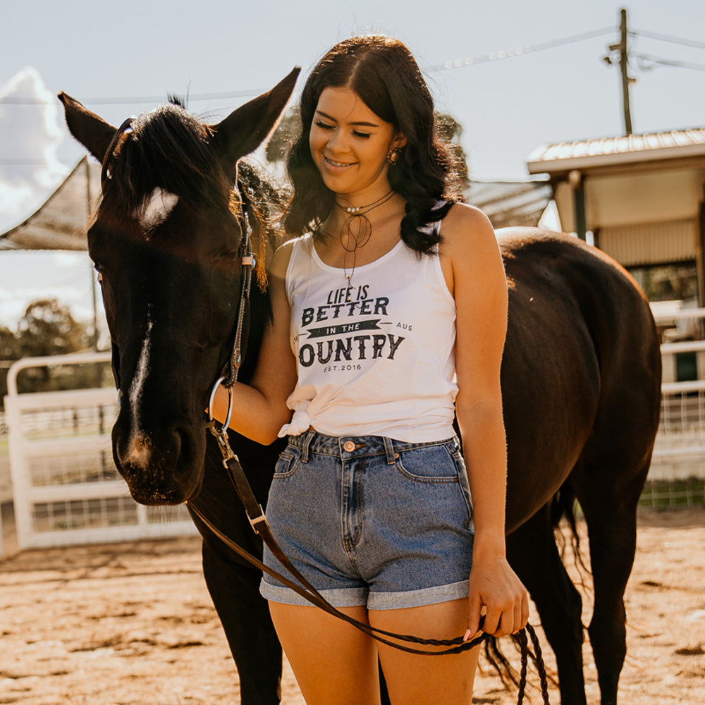 Country Life Ladies White Singlet