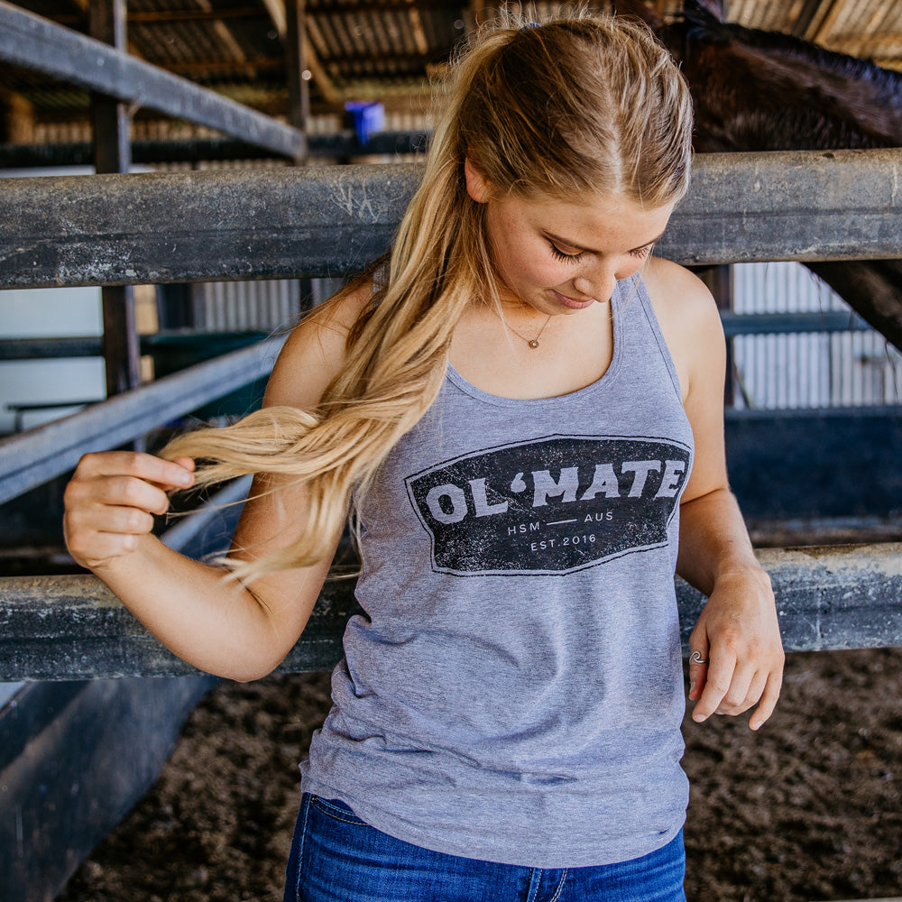 Ol'Mate Ladies Grey Marle Singlet