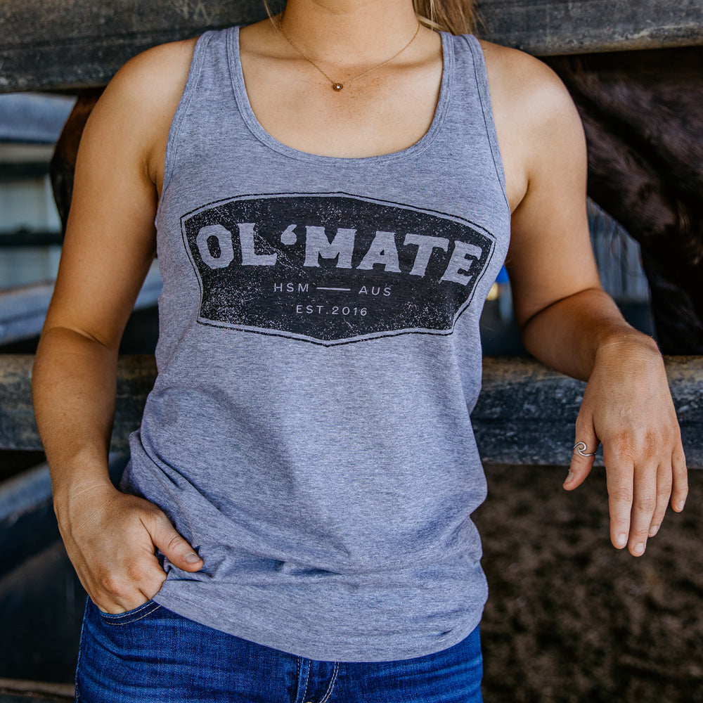 Ol'Mate Ladies Grey Marle Singlet