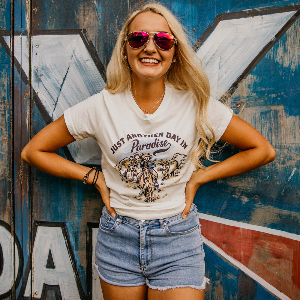 Paradise Ladies Cream Tee