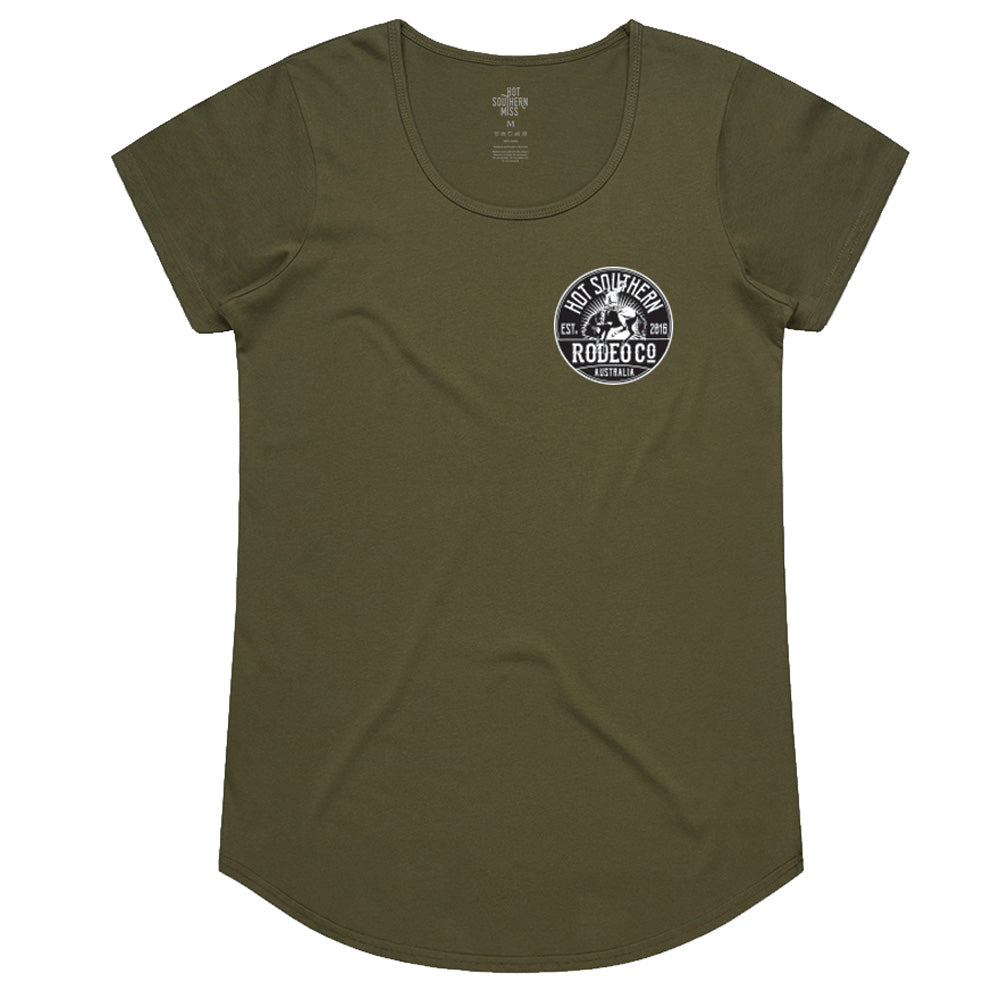 Bronc Rodeo Co Ladies Scoop Olive Tee
