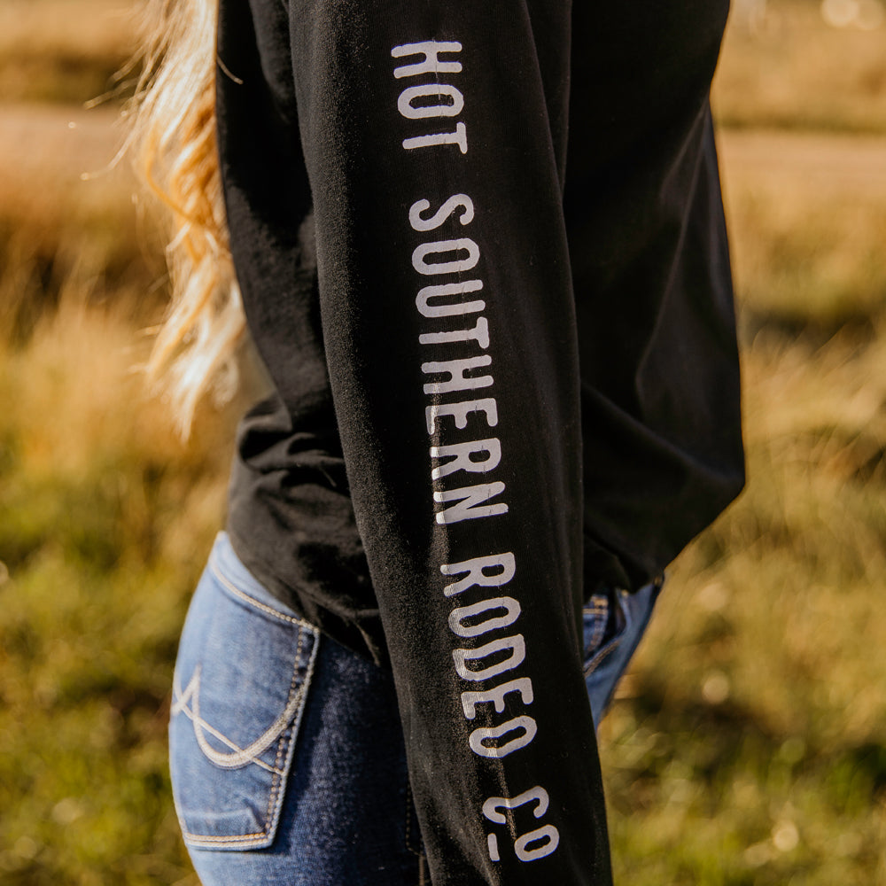 Bronc Rodeo Co Unisex Long Sleeve Black Tee