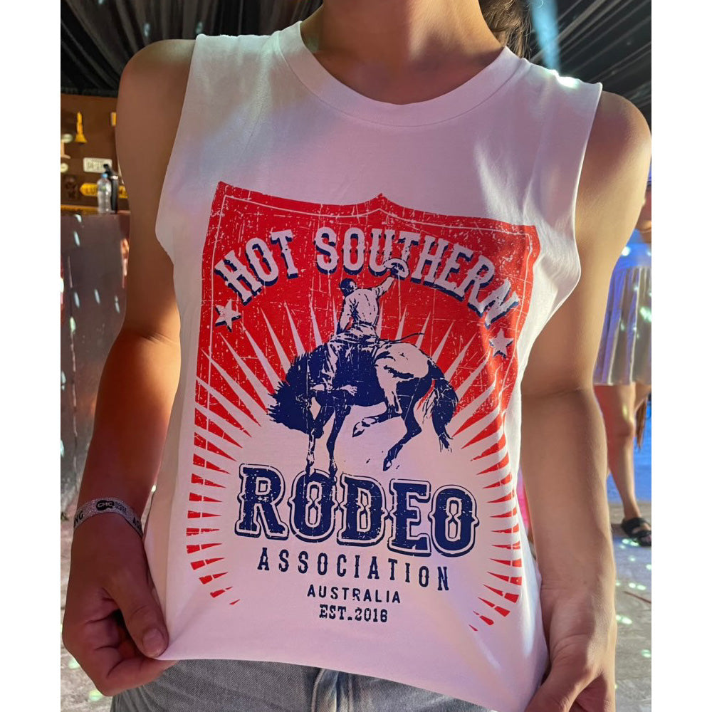 Hot Southern Rodeo Association Ladies White Tank