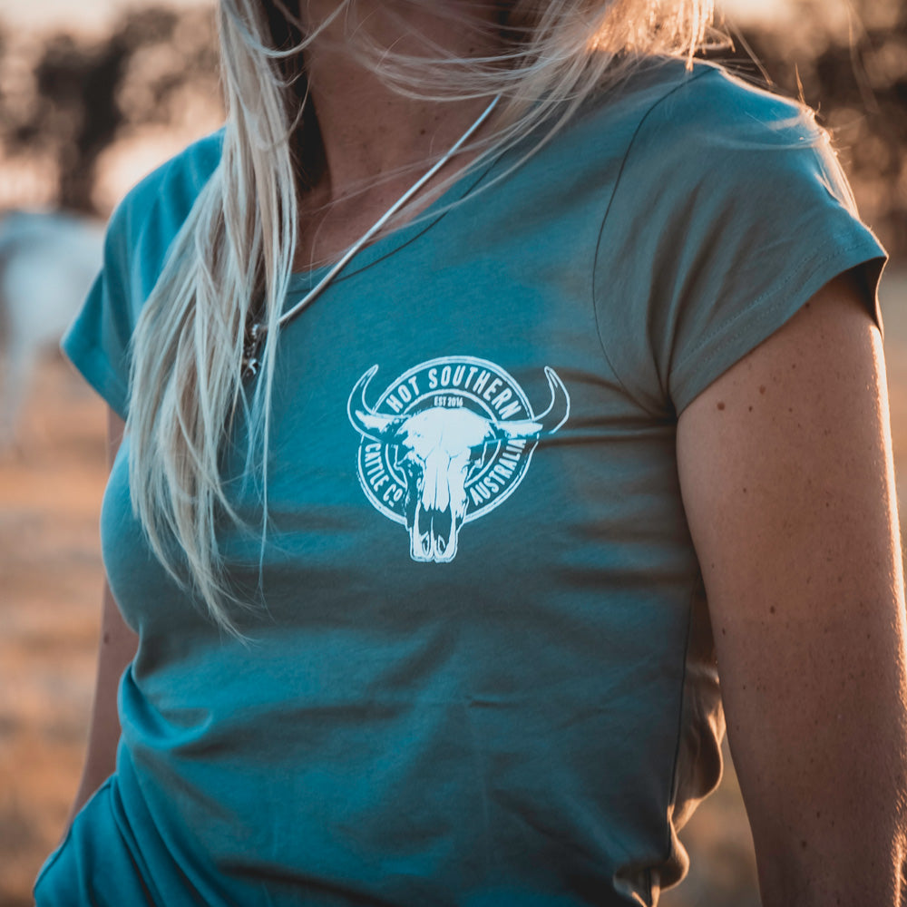 Cattle Co Ladies Scoop Sage Tee