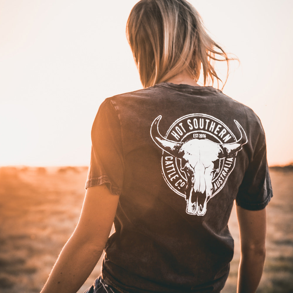 Cattle Co Unisex Stonewash Black Tee