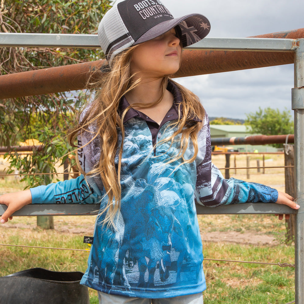 Aussie Flag Cattle Co Kids Fishing Shirt - Trucker