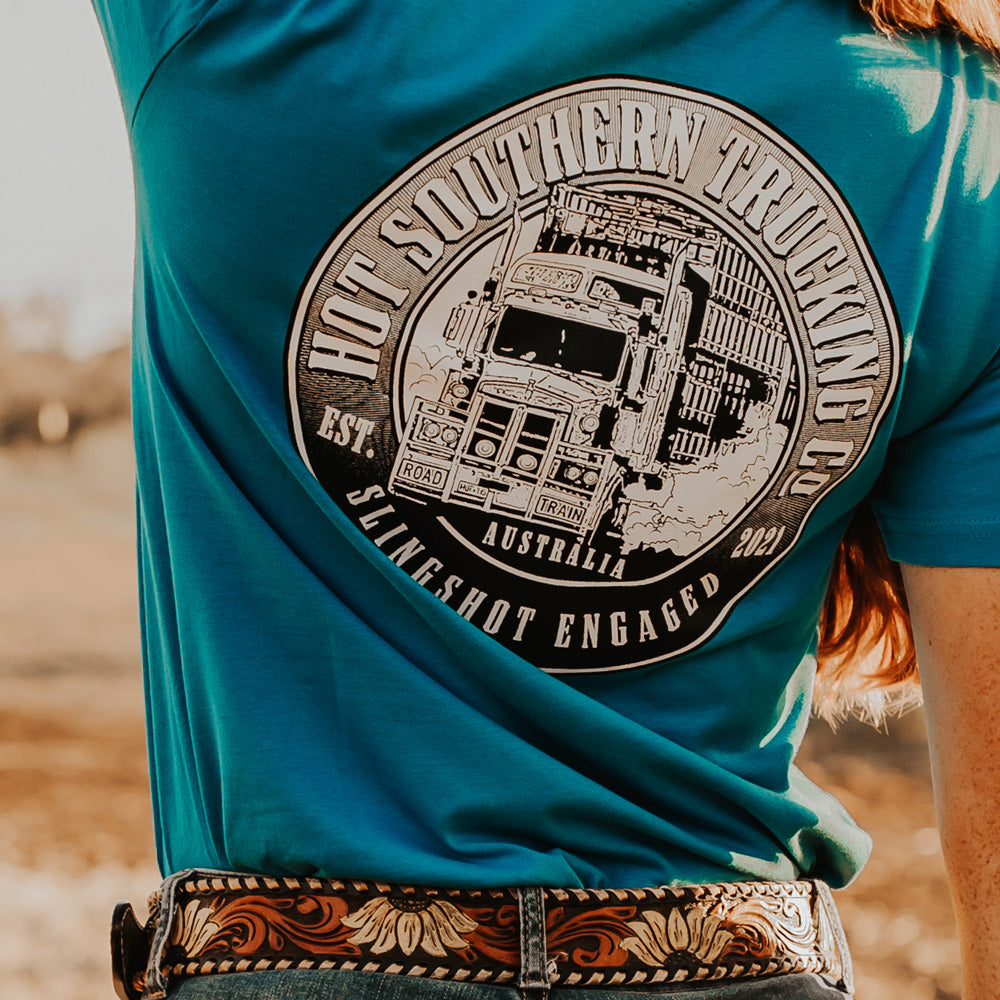Hot Southern Trucking Co Unisex Blue Tee