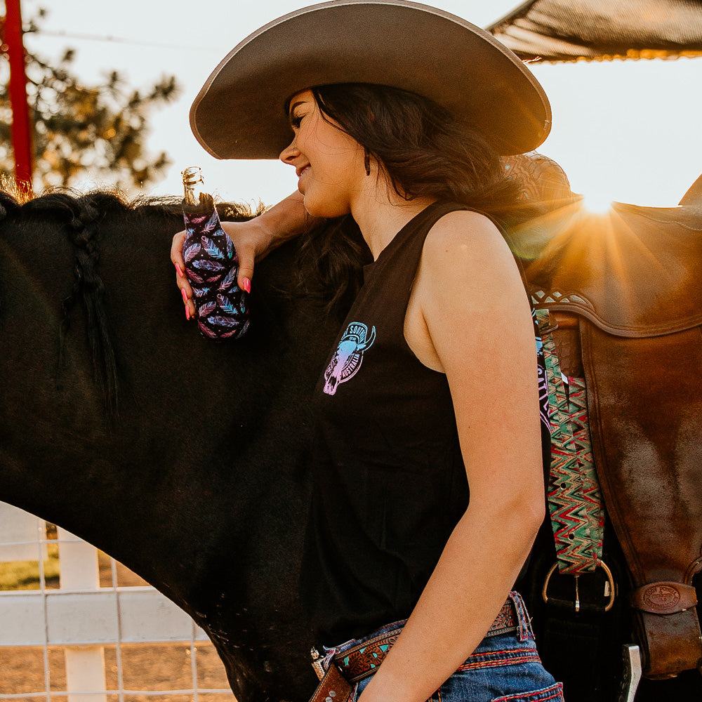 Turquoise/Purple Cattle Co Ladies Black Tank