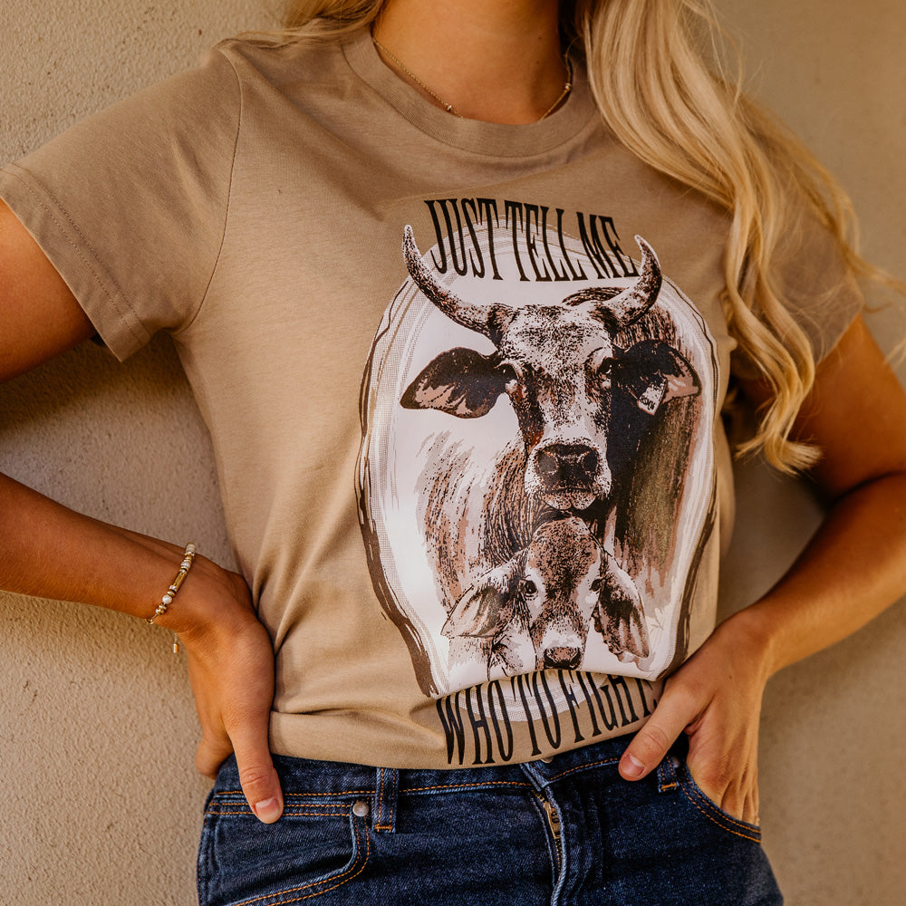 Who To Fight Ladies Tan Tee